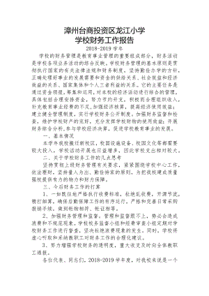 18-19龙江小学学校财务工作报告.docx