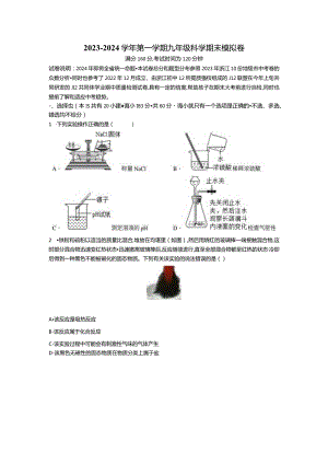 2023-2024学年第一学期九年级科学期末模拟卷【九上范围】公开课教案教学设计课件资料.docx