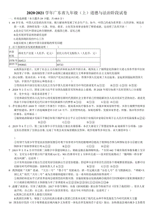 2020-2021学年广东省河源市紫金县尔崧中学九年级（上）期中道德与法治试卷-学生用卷.docx