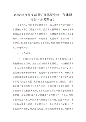 2022年度党支部书记抓基层党建工作述职报告(参考范文).docx