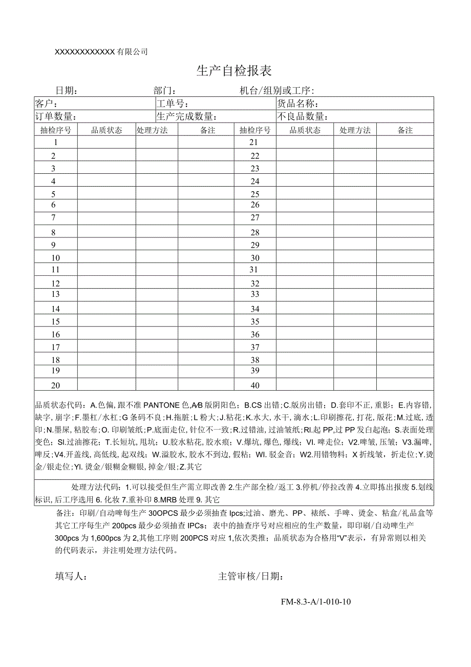 010生产自检报表.docx_第1页