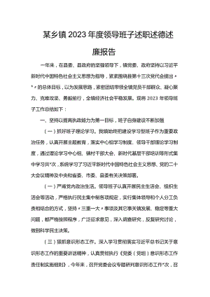 某乡镇2023年度领导班子述职述德述廉报告.docx