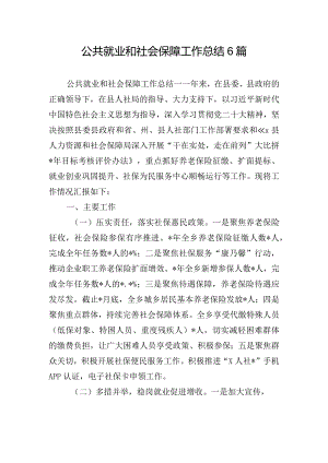 公共就业和社会保障工作总结6篇.docx