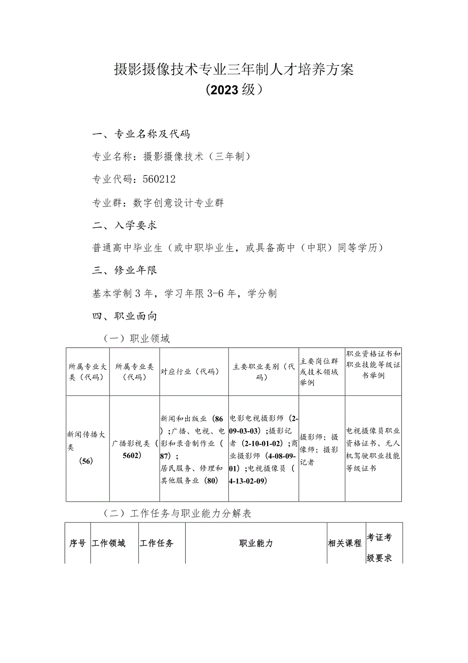 2023级摄影摄像技术专业人才培养方案.docx_第1页