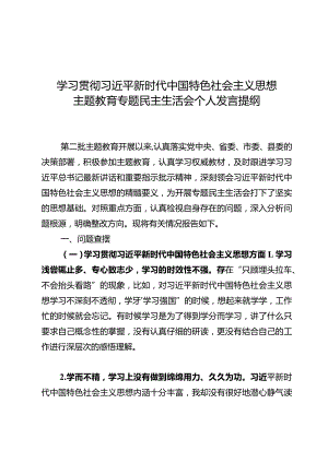 学习贯彻主题教育专题民主生活会个人发言提纲.docx