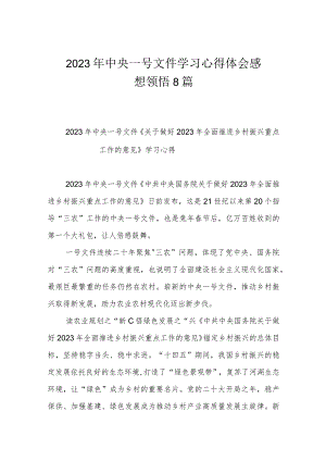 2023年中央一号文件学习心得体会感想领悟8篇.docx