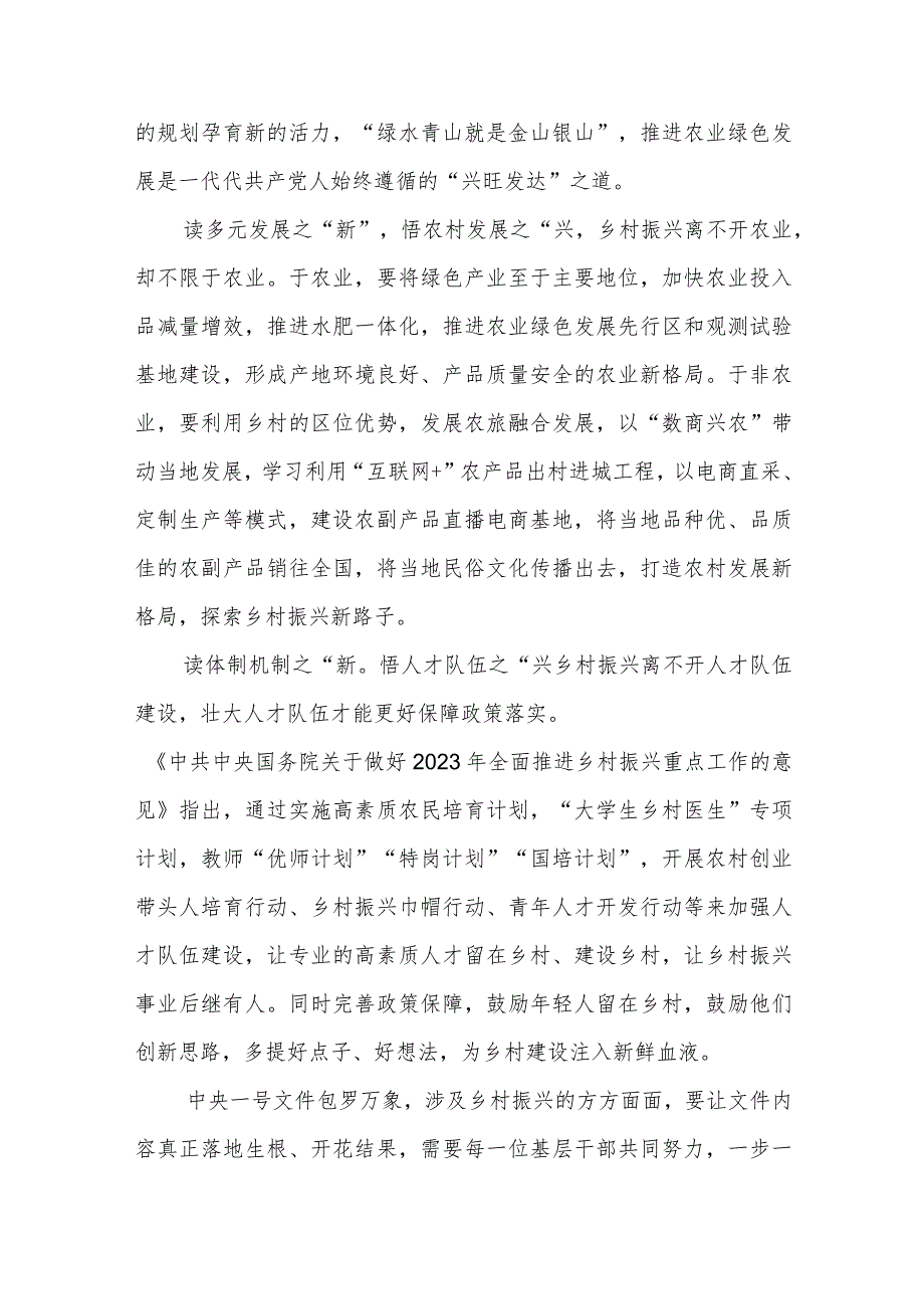 2023年中央一号文件学习心得体会感想领悟8篇.docx_第2页