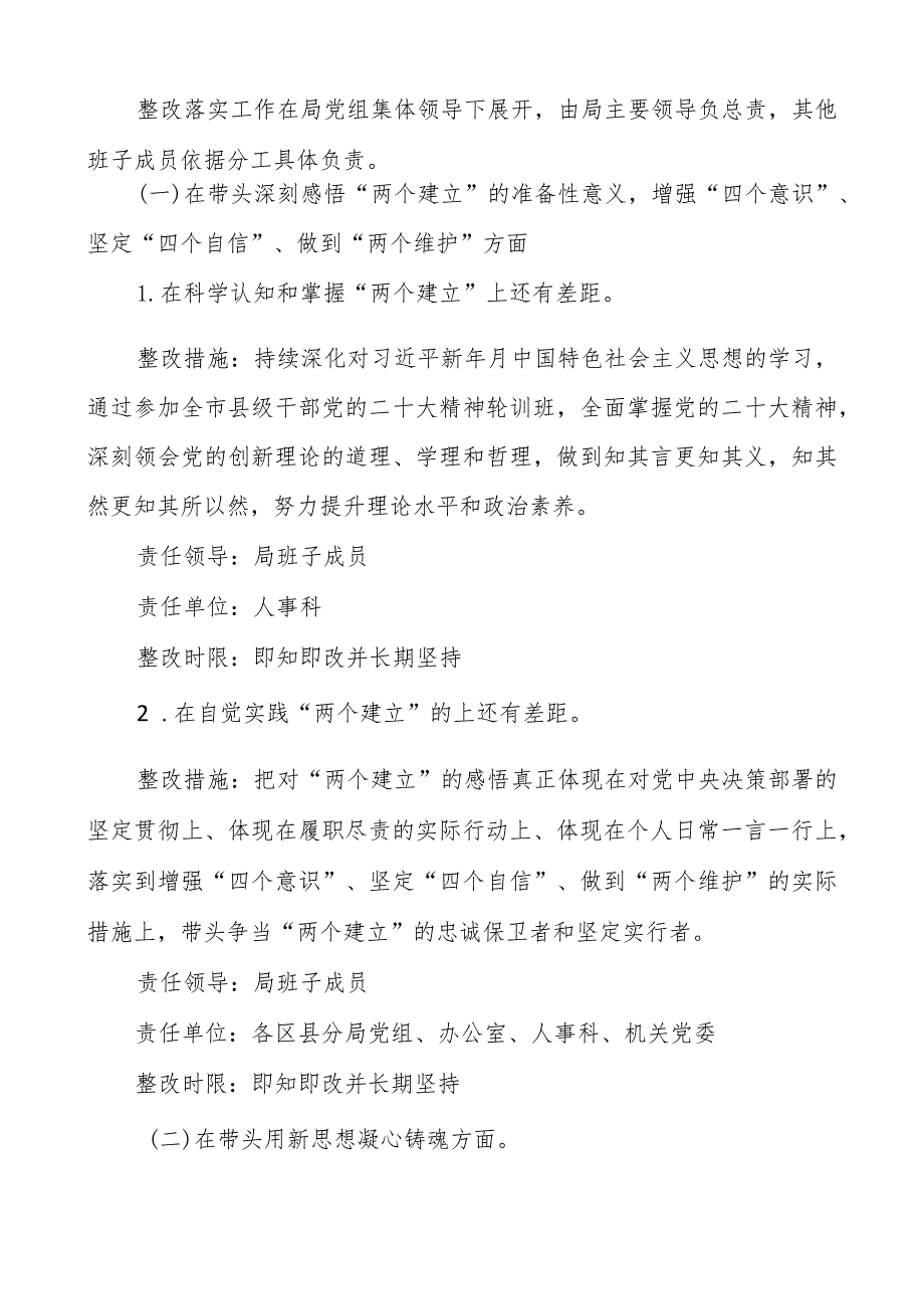 2022年领导班子民主生活会查摆问题整改方案两篇.docx_第2页