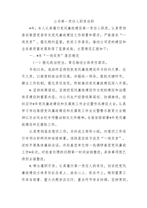 公司第一责任人职责述职.docx