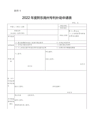 2022年度黔东南州专利补助申请表.docx