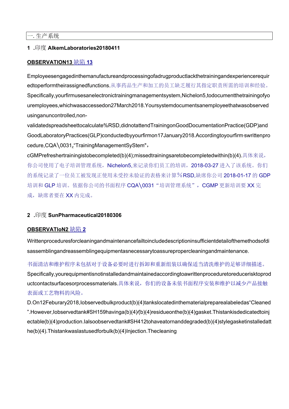 2018年FDA483缺陷分类汇总.docx_第2页