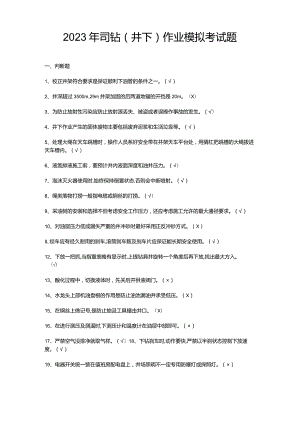 2023年司钻（井下）作业模拟考试题.docx