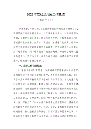 2023年实验幼儿园工作总结和计划（各一篇）.docx