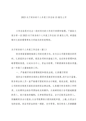 2023关于财务的个人年度工作总结15篇怎么写.docx