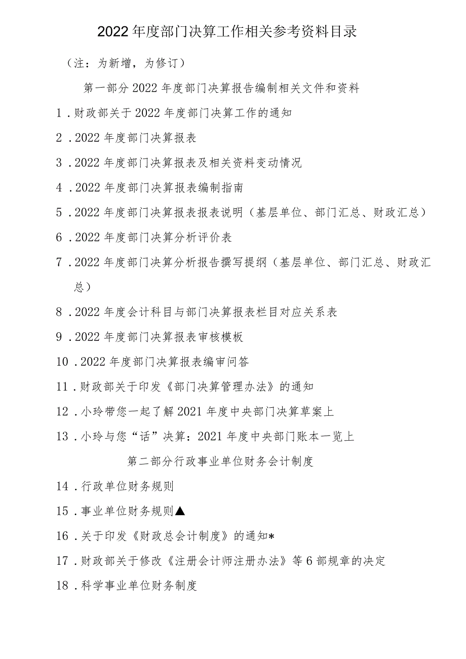 2022年度部门决算工作相关参考资料目录.docx_第1页