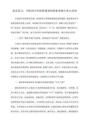 2022年表态发言：当好沿江科创带建设的探索者践行者示范者.docx