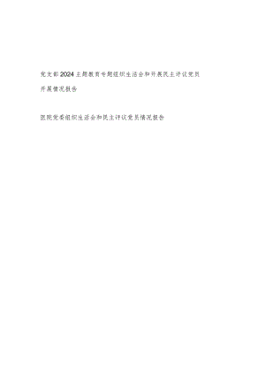 党支部党委2024主题教育专题组织生活会和开展民主评议党员开展情况报告2篇.docx