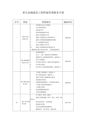 某生态城建设工程档案管理服务手册.docx