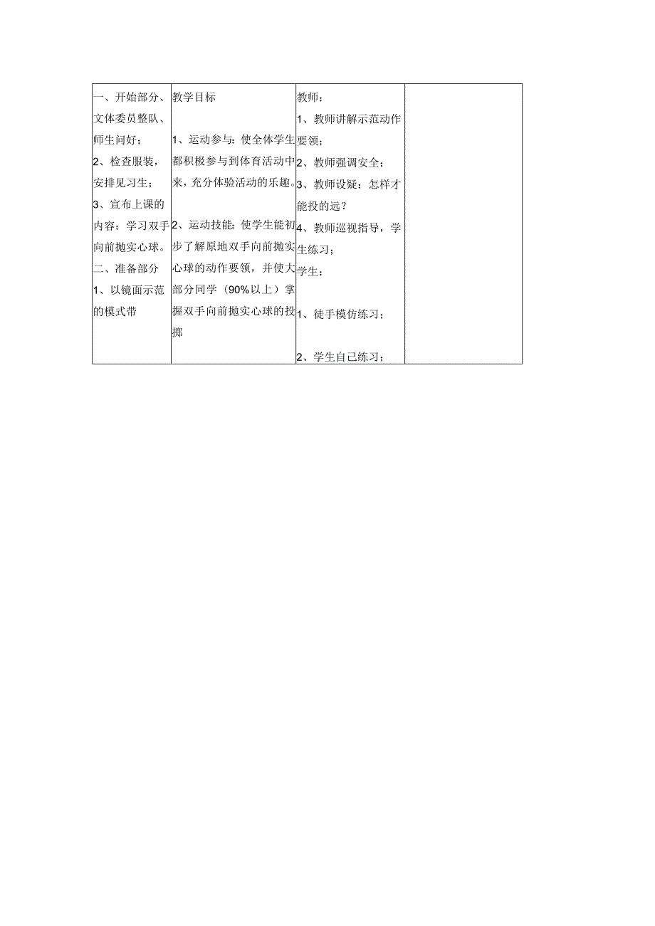 水平四（七年级）体育《原地正面双手前抛实心球》教学设计.docx_第2页