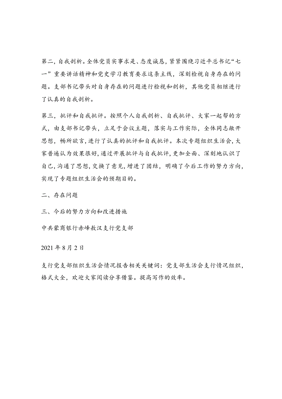 支行党支部组织生活会情况报告.docx_第2页