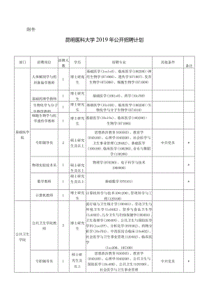 昆明医科大学2019年公开招聘计划.docx