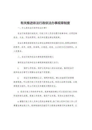 有关推进依法行政依法办事规章制度.docx