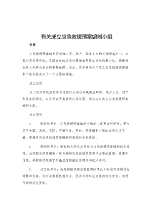 有关成立应急救援预案编制小组.docx