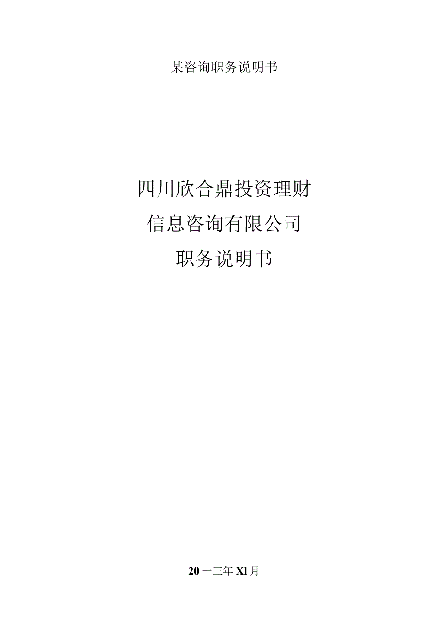 某咨询职务说明书.docx_第1页