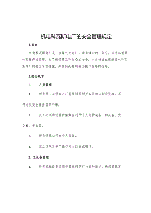 机电科瓦斯电厂的安全管理规定.docx