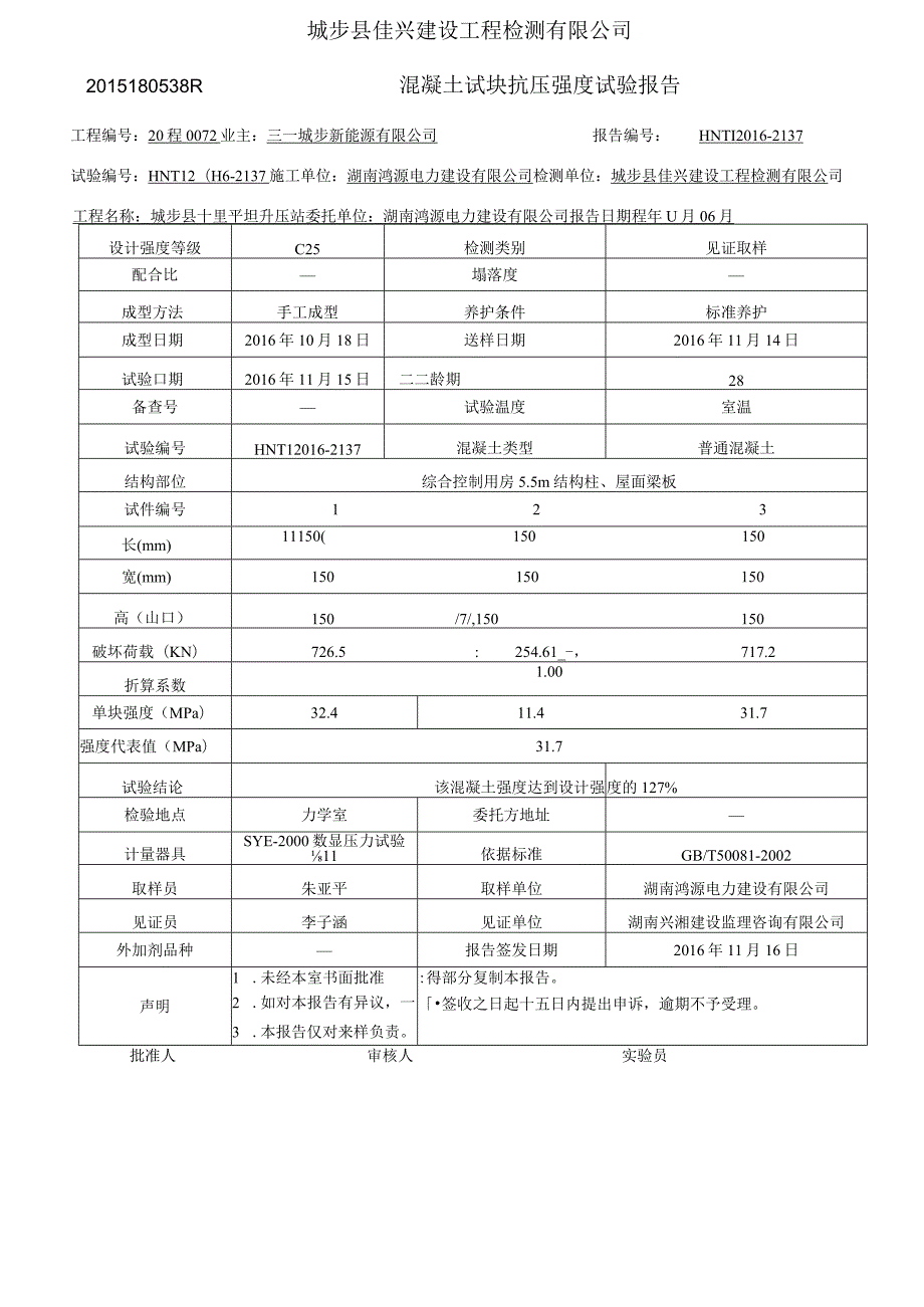 混凝土试块抗压强度试验报告-.docx_第1页