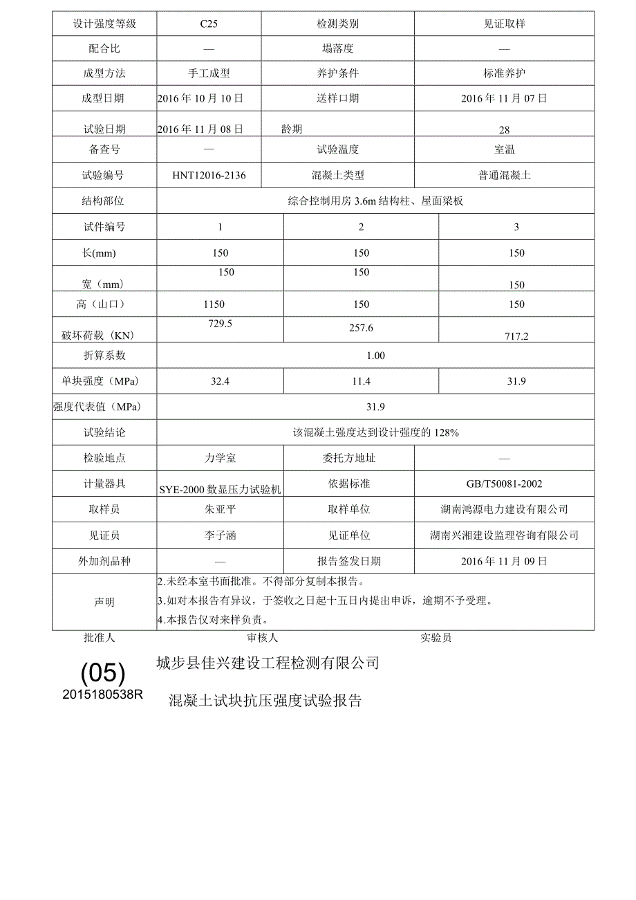 混凝土试块抗压强度试验报告-.docx_第2页