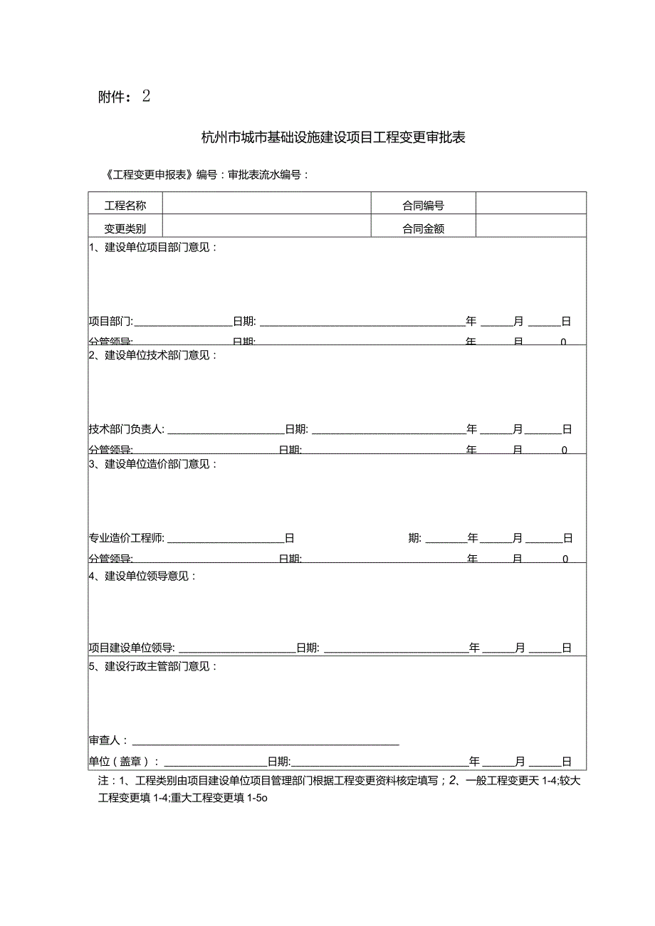 杭州市城市基础设施建设项目工程变更审批表.docx_第1页