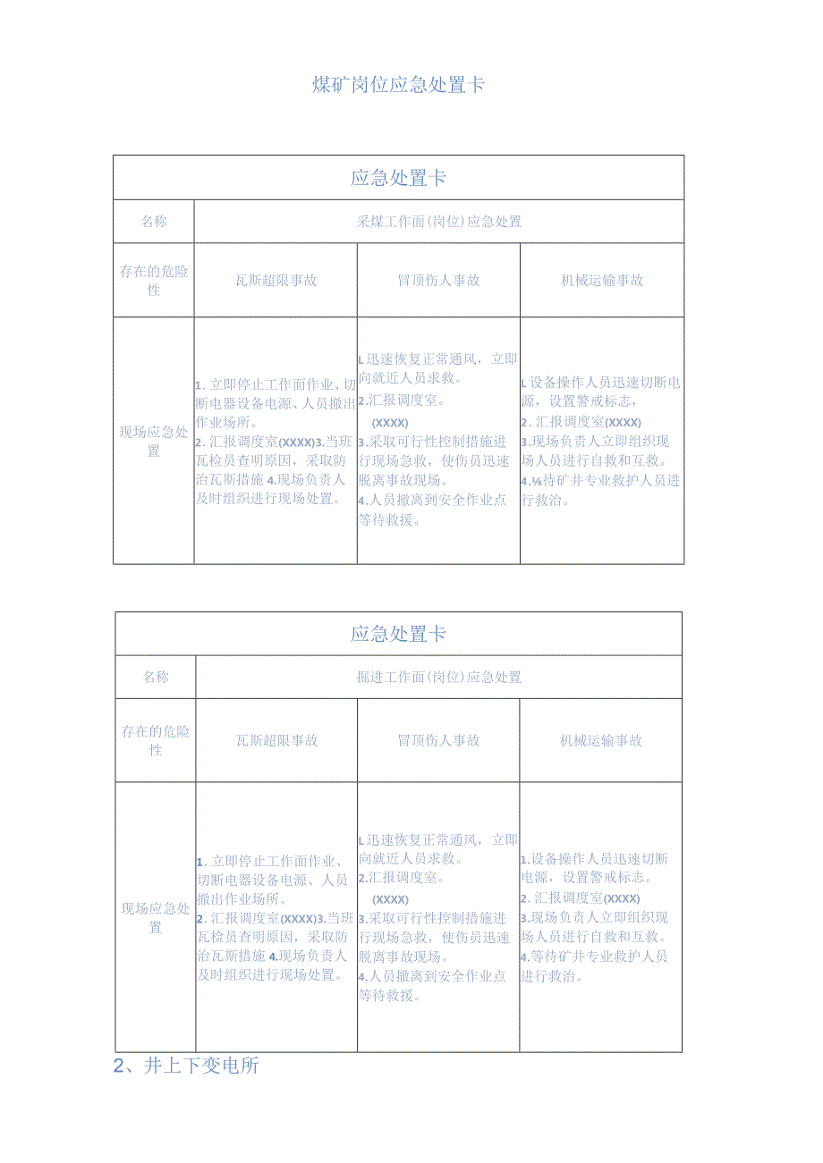 煤矿关键岗位应急处置卡.docx_第1页