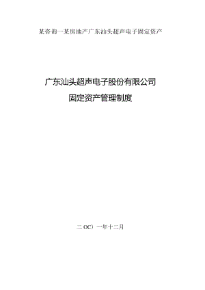 某咨询—某房地产广东汕头超声电子固定资产.docx