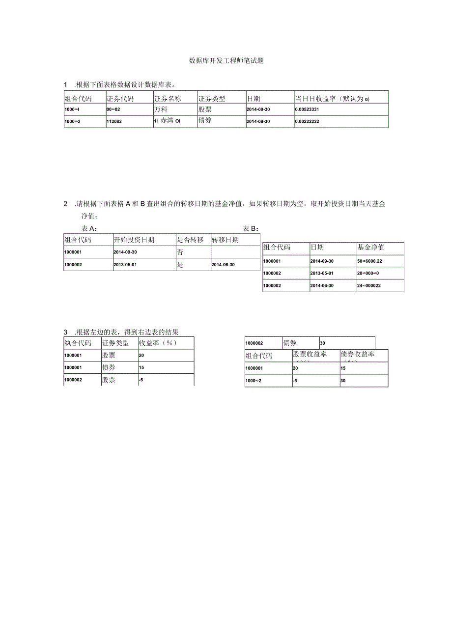 数据库开发工程师笔试题.docx_第1页