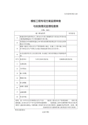 模板工程专项方案监理审查与实施情况监理检查表.docx