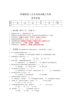 机械制造工艺及设备试题2答案.docx