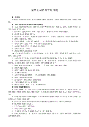 某某公司档案管理细则.docx