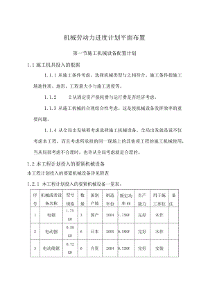 机械劳动力进度计划平面布置.docx