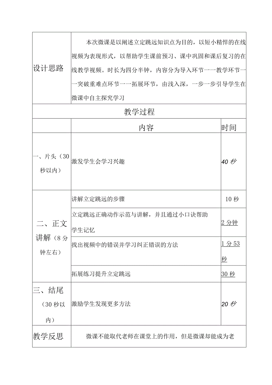 水平二（三年级）体育《立定跳远》微课设计说明及学生自主学习任务单.docx_第2页