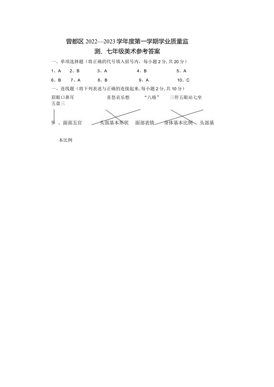 湖北省随州市曾都区2022-2023学年七年级上学期期末学业质量监测美术试题（含答案）.docx_第3页