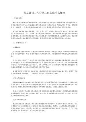 某某公司工作分析与职务说明书概论.docx