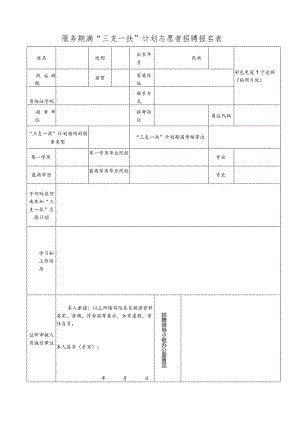 服务期满“三支一扶”计划志愿者招聘报名表.docx