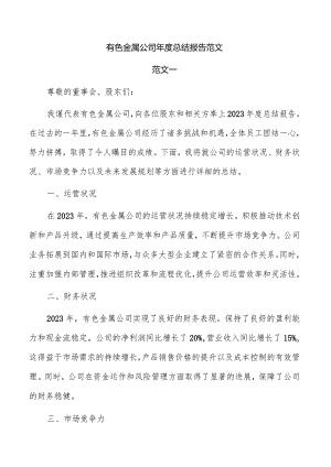 有色金属公司年度总结报告范文.docx