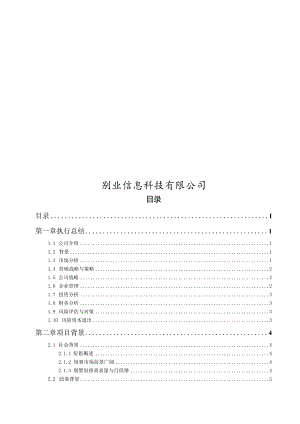 某信息科技有限公司创业计划书.docx