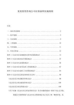 某某投资咨询公司社保福利实施细则.docx