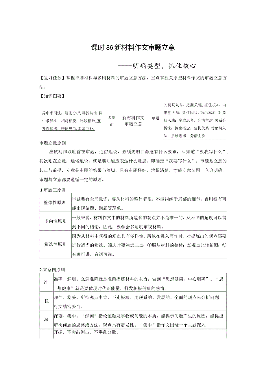 板块10写作课时86新材料作文审题立意——明确类型抓住核心.docx_第1页