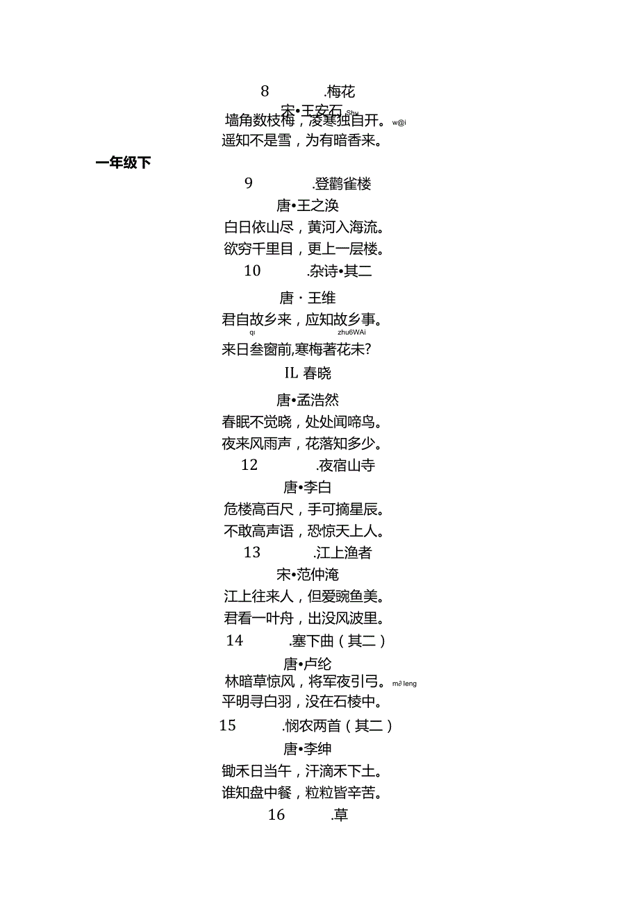 沪教版教材1-5年级古诗词112首(全).docx_第2页