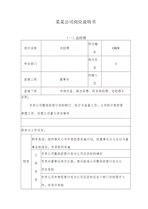 某某公司岗位说明书.docx