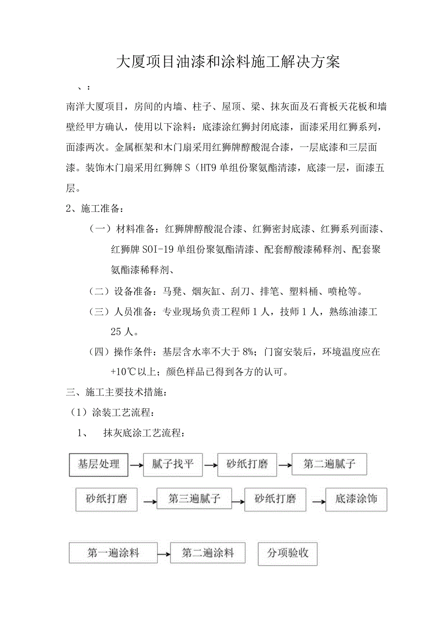 涂料施工方案设计和对策.docx_第1页